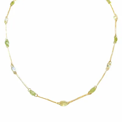 Bijoux - Collier chaine avec  peridot et quartz jaune - Trésor - SOPHIE DESCHAMPS BIJOUX
