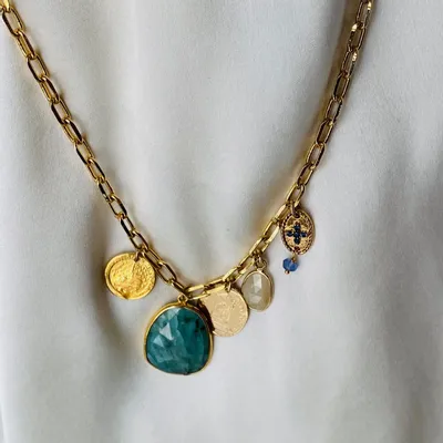 Bijoux - Collier Chaine et pierre- Montmartre - SOPHIE DESCHAMPS BIJOUX