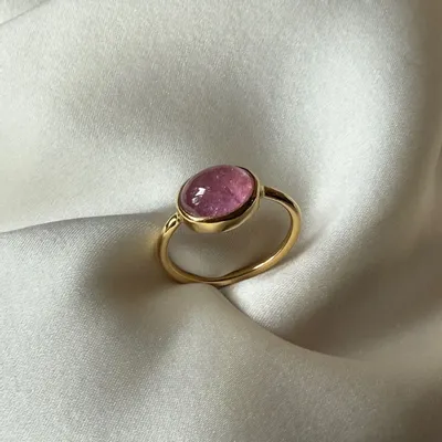 Bijoux - Bague cabochon tourmaline rose- Anaya - SOPHIE DESCHAMPS BIJOUX
