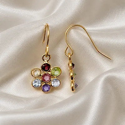 Bijoux - Boucle d'oreille fleur tourmaline-Noblesse - SOPHIE DESCHAMPS BIJOUX