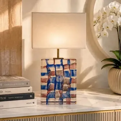 Design objects - ALVEOLAIRE BLUE/RED - Glass paste table lamp - MAISON GOFFIER