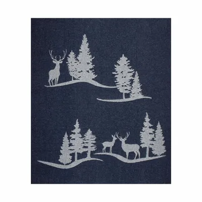 Fabrics - Babele recycled-cotton trees and deer throw - SOFIA TOSCANO