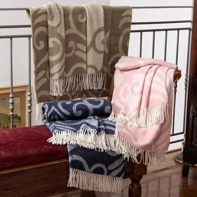 Fabrics - Super Soft Babele Arabesque cotton throw - SOFIA TOSCANO