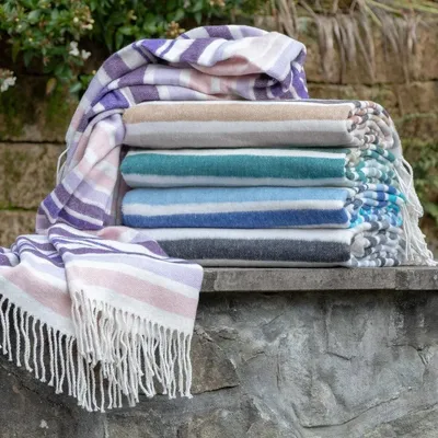 Fabrics - Super Soft Babele Stripe recycled-cotton throw - SOFIA TOSCANO