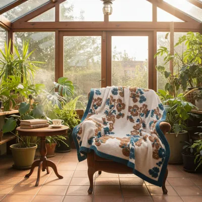 Fabrics - Floral boiled-wool blanket - SOFIA TOSCANO
