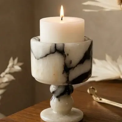 Objets design - Bougeoir en marbre Calacatta Viola - SAGIT