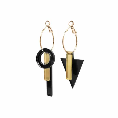 Jewelry - TIKA COMPO RING earrings Black/Gold - TELLMEE