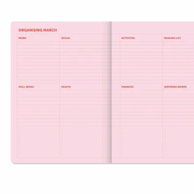 Papeterie bureau - A-Journal Diary Spiral - Organiser 2027 - Pink Red - A-JOURNAL