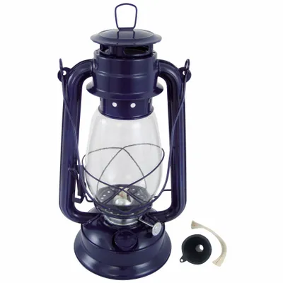 Outdoor table lamps - Dark blue hurricane lantern 12", burning time 24h - TRADE WINDS