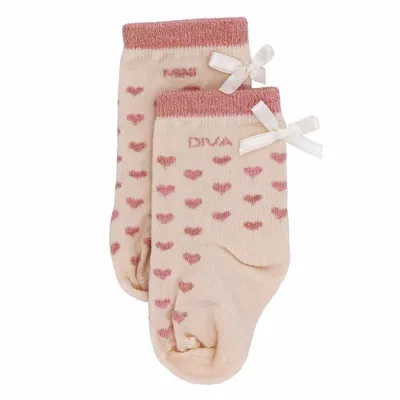 Mode enfantine - Chaussettes bébé cœurs bambou "Mini Diva" Pétale 6-18M - BB&CO