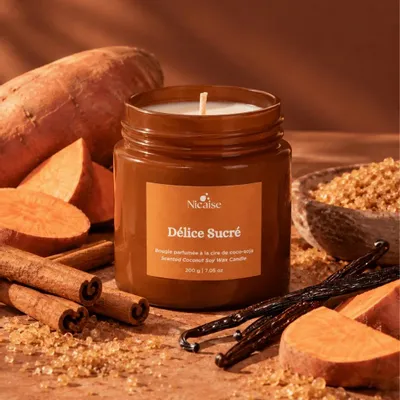Cadeaux - Délice Sucré | Bougie parfumée (200g de cire) - NICAISE