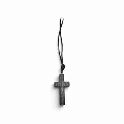Jewelry - Bog Oak Pendant – Cross, 45x25x6 mm – Black Oak Cross Necklace - GLASS4CANDLES