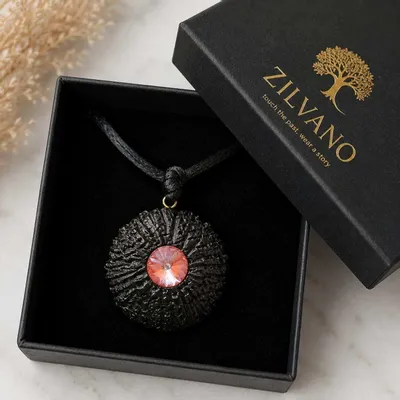 Jewelry - Bog Oak Pendant – Round, 40x40x12 mm – Warm Halo - GLASS4CANDLES