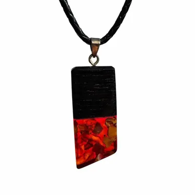 Jewelry - Bog Oak & Amber Pendant – Rectangle, 43x20x6 mm – Baltic Ember Facet - GLASS4CANDLES