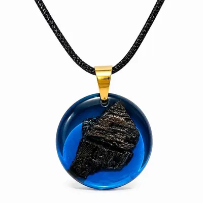 Jewelry - Bog Oak & Resin Pendant Necklace – Round, 39x38x6 mm - GLASS4CANDLES
