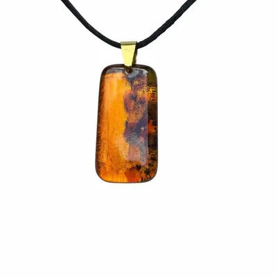 Jewelry - Bog Oak & Amber Pendant Necklace – Rectangle – Natural Rectangle - GLASS4CANDLES