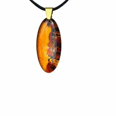 Jewelry - Bog Oak & Amber Pendant Necklace – Drop – Natural Droplet / Pear - GLASS4CANDLES
