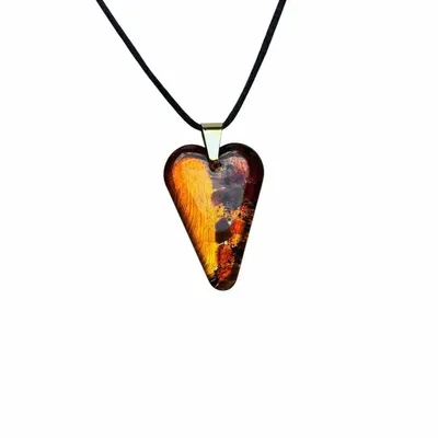 Jewelry - Bog Oak & Amber Pendant Necklace – Heart, 38x26x6 mm – Natural Heart - GLASS4CANDLES