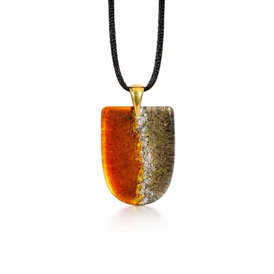 Jewelry - Bog Oak & Gold-Tone Leaf Pendant – Shield, 37x26x6 mm – Golden Eon - GLASS4CANDLES