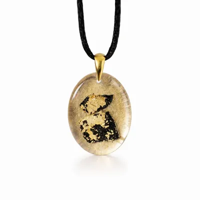 Jewelry - Bog Oak & Gold-Tone Leaf Pendant – Oval – Ancient Chronicle - GLASS4CANDLES