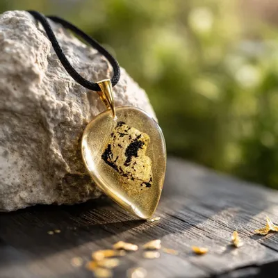 Jewelry - Bog Oak & Gold-Tone Leaf Pendant – Drop – Ancient Chronicle - GLASS4CANDLES