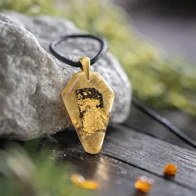 Jewelry - Bog Oak & Gold-Tone Leaf Pendant, 39x24x6 mm – Ancient Chronicle - GLASS4CANDLES