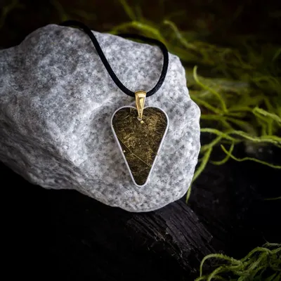 Jewelry - Bog Oak & Gold-Tone Leaf Pendant – Heart – Ancient Chronicle - GLASS4CANDLES