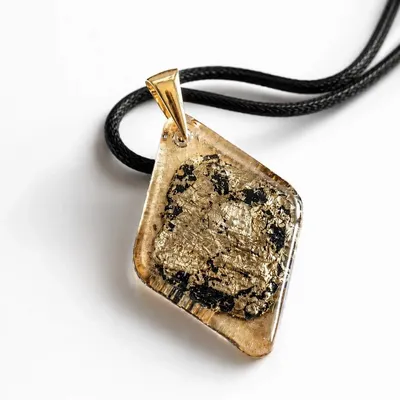 Jewelry - Bog Oak & Gold-Tone Leaf Pendant – Diamond – Ancient Chronicle - GLASS4CANDLES