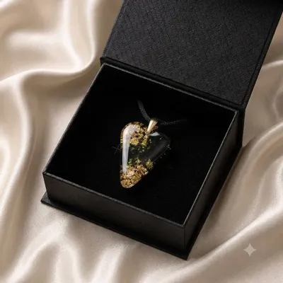 Jewelry - Resin & Gold-Tone Leaf Pendant – Diamond – Golden Reflections - GLASS4CANDLES