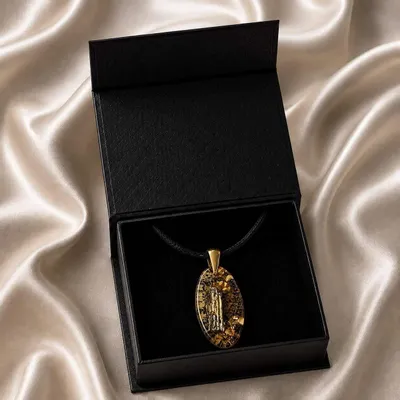 Jewelry - Bog Oak & Gold-Tone Leaf Pendant – Drop, 39x16x6 mm – Luminous - GLASS4CANDLES