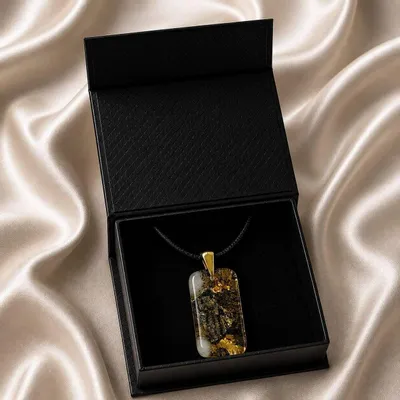 Jewelry - Bog Oak & Gold-Tone Leaf Pendant – Luminous – gold-tone leaf - GLASS4CANDLES