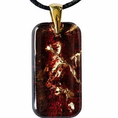 Bijoux - Pendentif en résine et feuille dorée, 38x18x6 mm – Échos Dorés - GLASS4CANDLES