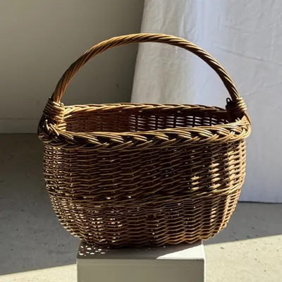 Objets de décoration - Grand panier ancien en osier tressé à anse H45 l43 P25 - OFFICE OBJETS