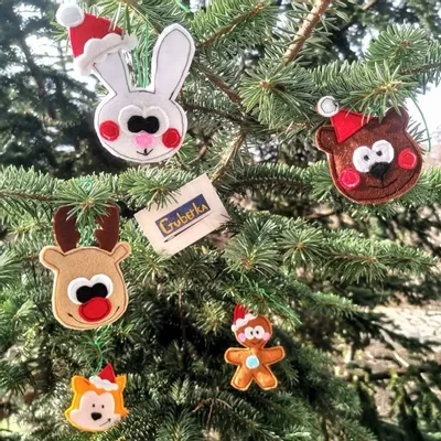 Children's decorative items - Handmade Felt Christmas Ornaments — Set of 5 - GUBERKA