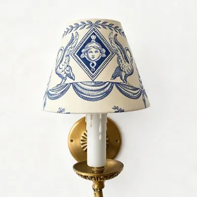 Hanging lights - Toile de Jouy flame-clip lampshade - CHATEAU TALES