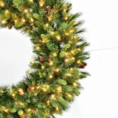 Office design and planning - KAIA – Natural looking XL wreath with pine cones and lights - VAN DER GUCHT, SINCE 1870