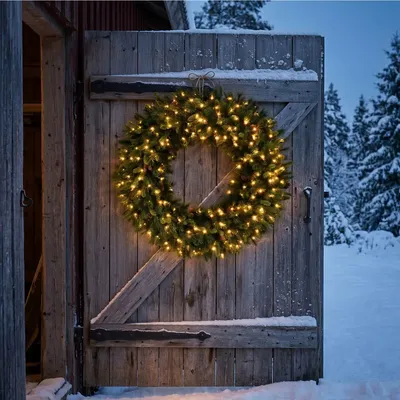 Office design and planning - KAIA – Natural looking XL wreath with pine cones and lights - VAN DER GUCHT, SINCE 1870