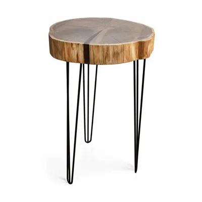 Tables basses - Table basse en chêne et métal noir – cercle, 90x56x53 cm - GLASS4CANDLES