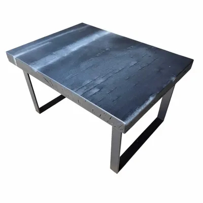 Tables basses - Table basse en chêne noir ancien et résine – rectangle – Noir Veil - GLASS4CANDLES