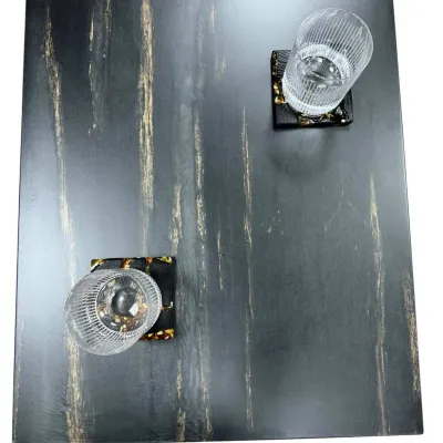 Tables basses - Table basse en chêne noir – rectangle, 45x59x49 cm – Copper Rift - GLASS4CANDLES