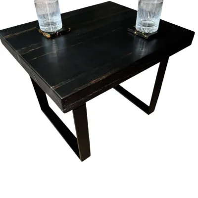 Tables basses - Table basse en chêne noir – rectangle, 45x59x49 cm – Copper Rift - GLASS4CANDLES