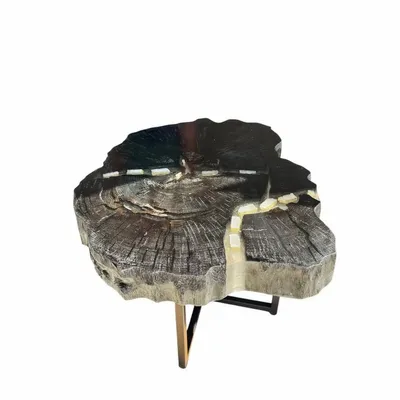 Tables basses - Table basse en chêne noir et sélénite – 45x60x52 cm – Selenite Vein - GLASS4CANDLES