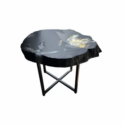 Tables basses - Table basse en chêne noir ancien – 45x55x43 cm – Bianco Oro - GLASS4CANDLES