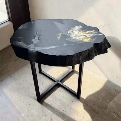 Tables basses - Table basse en chêne noir ancien – 45x55x43 cm – Bianco Oro - GLASS4CANDLES
