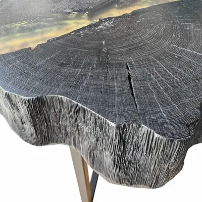 Tables basses - Table basse en chêne noir ancien – 45x50x43 cm – Pure Strata - GLASS4CANDLES