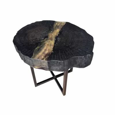 Tables basses - Table basse en chêne noir ancien – 45x50x43 cm – Pure Strata - GLASS4CANDLES