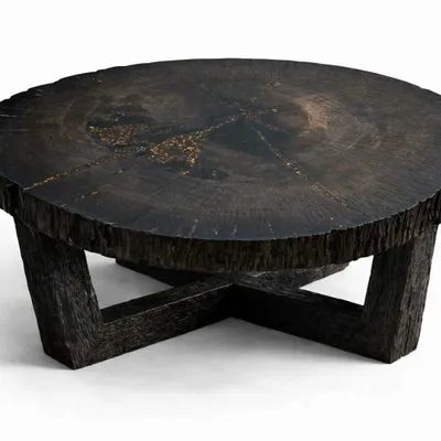 Tables basses - Table basse en chêne noir ancien – cercle, 45x104x94 cm - GLASS4CANDLES