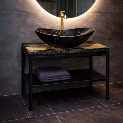 Bathroom storage - Bog Oak Bathroom Cabinet – Rectangle, 84x74.5x40 cm - GLASS4CANDLES