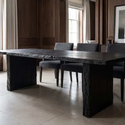 Tables Salle à Manger - Table à manger en chêne noir ancien – rectangle, 75x280x102 cm - GLASS4CANDLES
