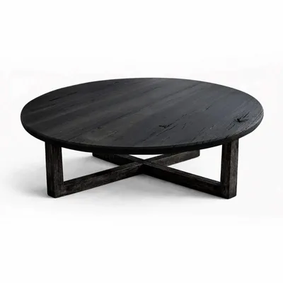Tables basses - Table basse en chêne noir – cercle, 45x150x150 cm – Monolith Grey - GLASS4CANDLES